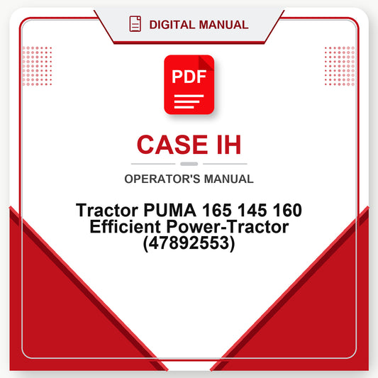 Case IH Tractor PUMA 165 145 160 Efficient Power-Tractor Operator's Manual (47892553)