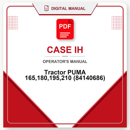 Case IH Tractor PUMA 165,180,195,210 Operator's Manual (84140686)