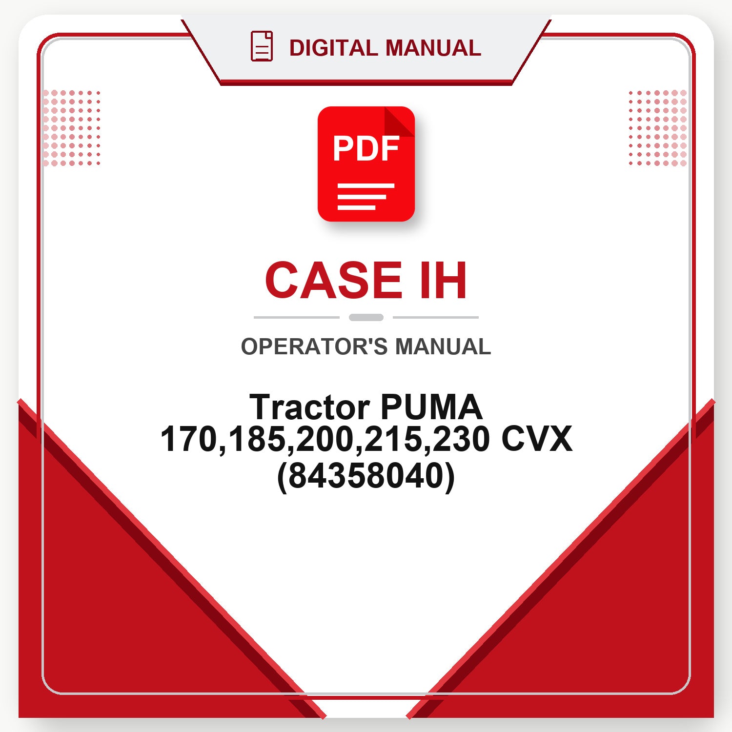 Case IH Tractor PUMA 170,185,200,215,230 CVX Operator's Manual (84358040)
