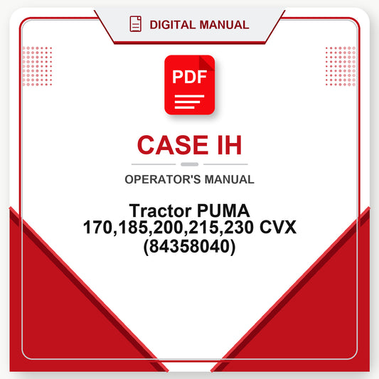 Case IH Tractor PUMA 170,185,200,215,230 CVX Operator's Manual (84358040)