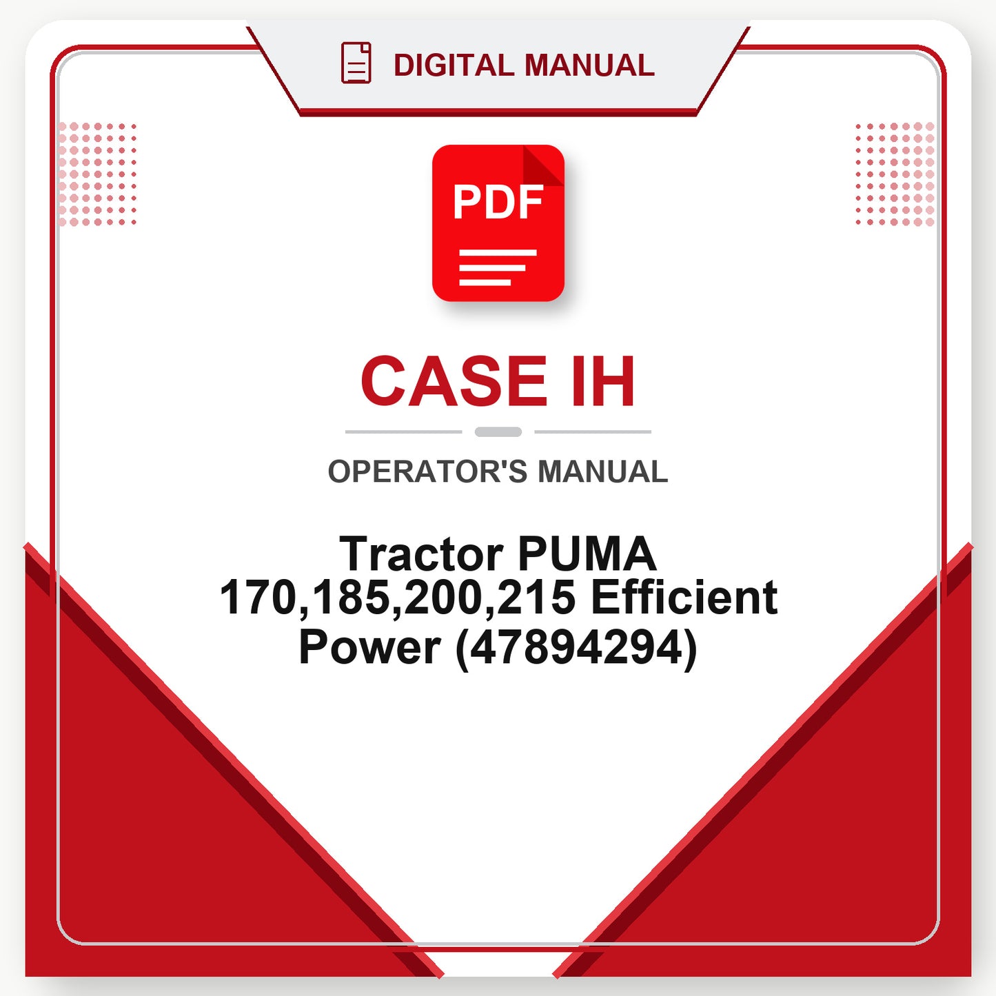 Case IH Tractor PUMA 170,185,200,215 Efficient Power Operator's Manual (47894294)
