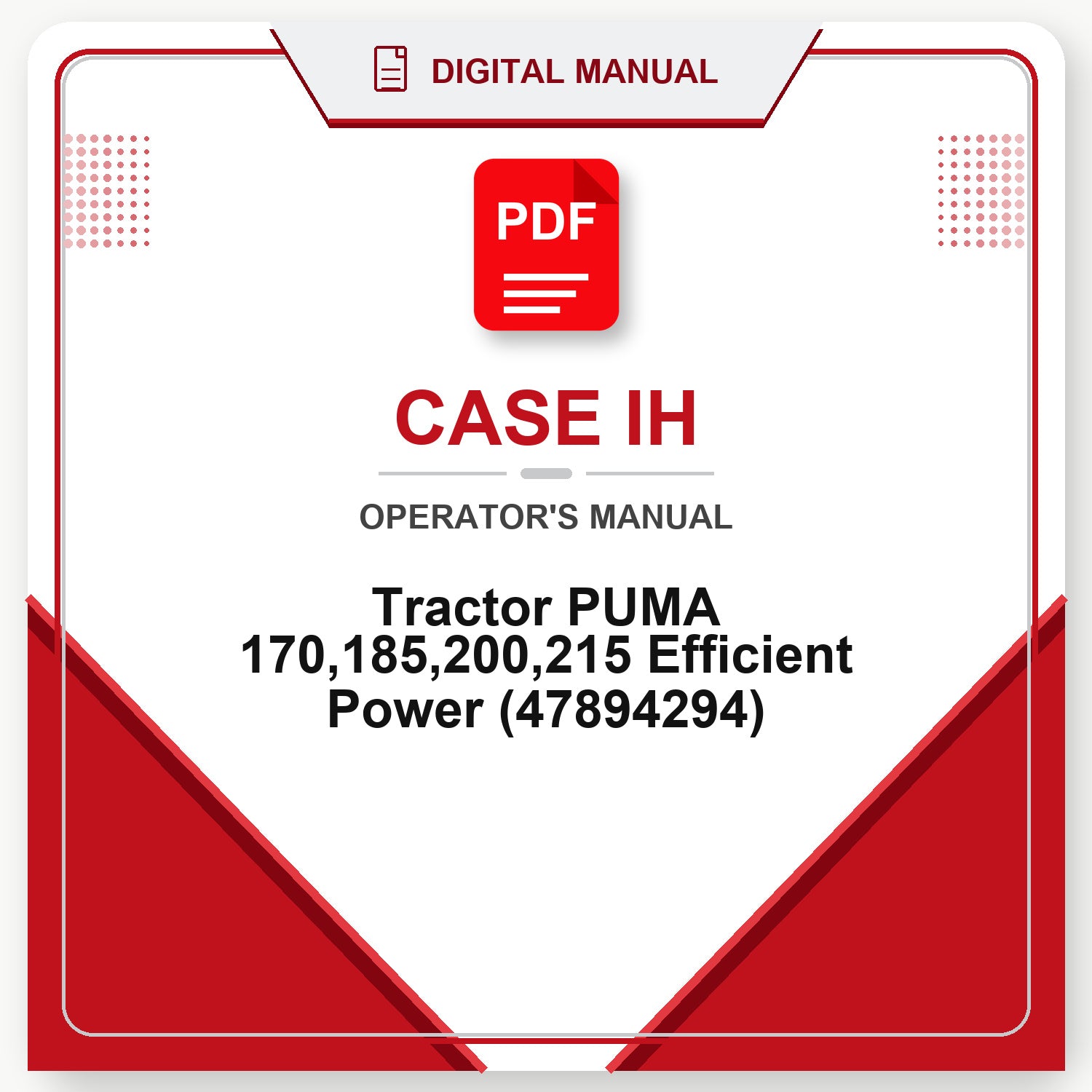 Case IH Tractor PUMA 170,185,200,215 Efficient Power Operator's Manual (47894294)