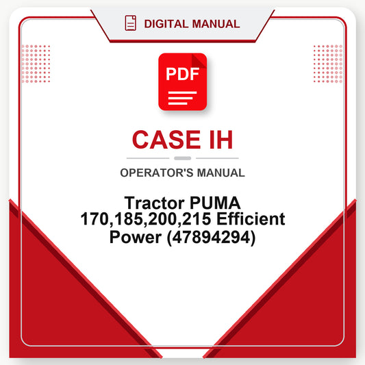 Case IH Tractor PUMA 170,185,200,215 Efficient Power Operator's Manual (47894294)