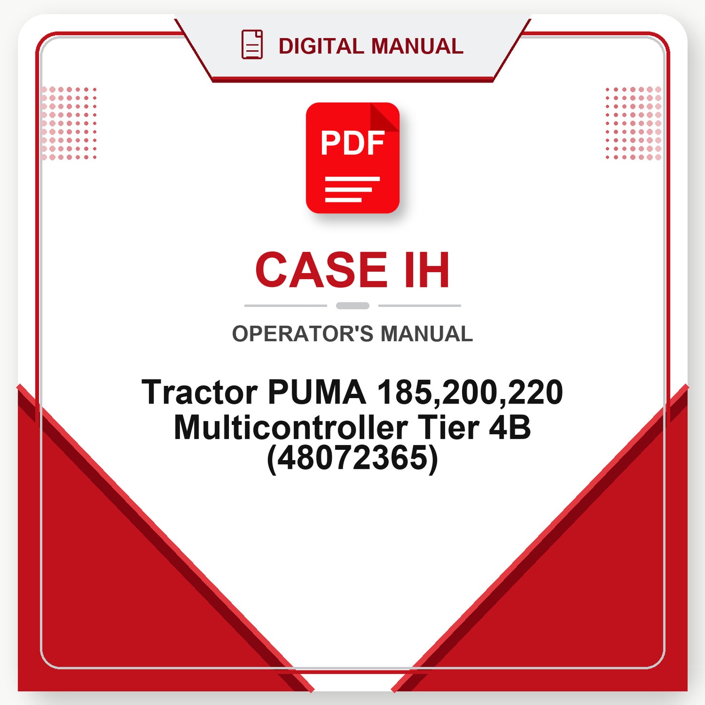 Case IH Tractor PUMA 185,200,220 Multicontroller Tier 4B Operator's Manual (48072365)