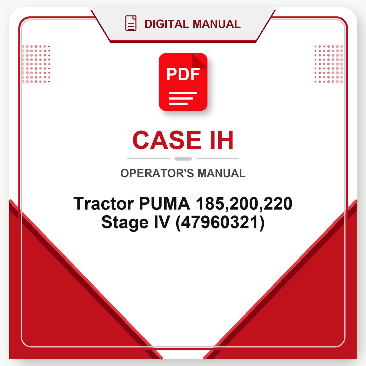 Case IH Tractor PUMA 185,200,220 Stage IV Operator's Manual (47960321)