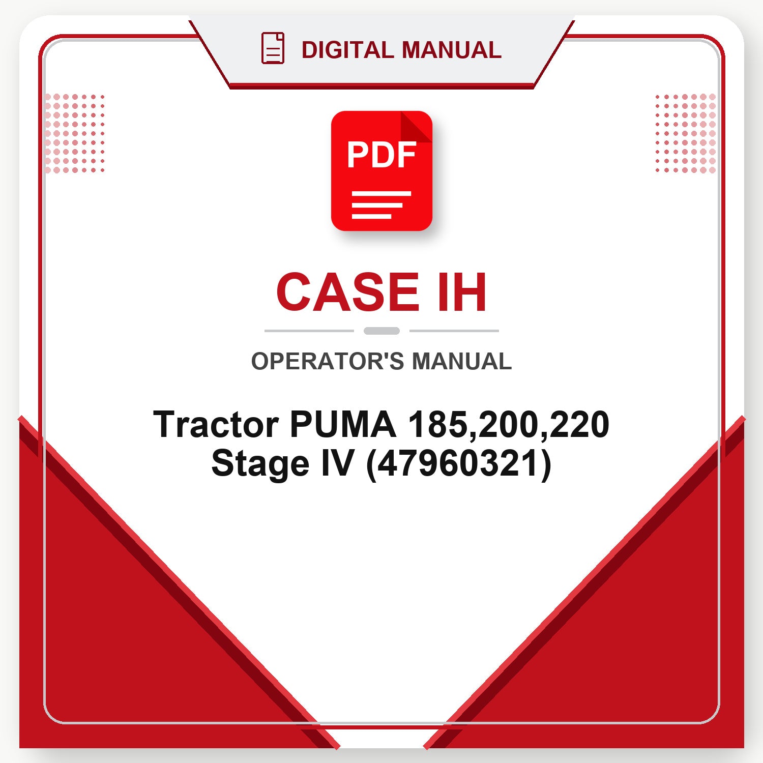 Case IH Tractor PUMA 185,200,220 Stage IV Operator's Manual (47960321)