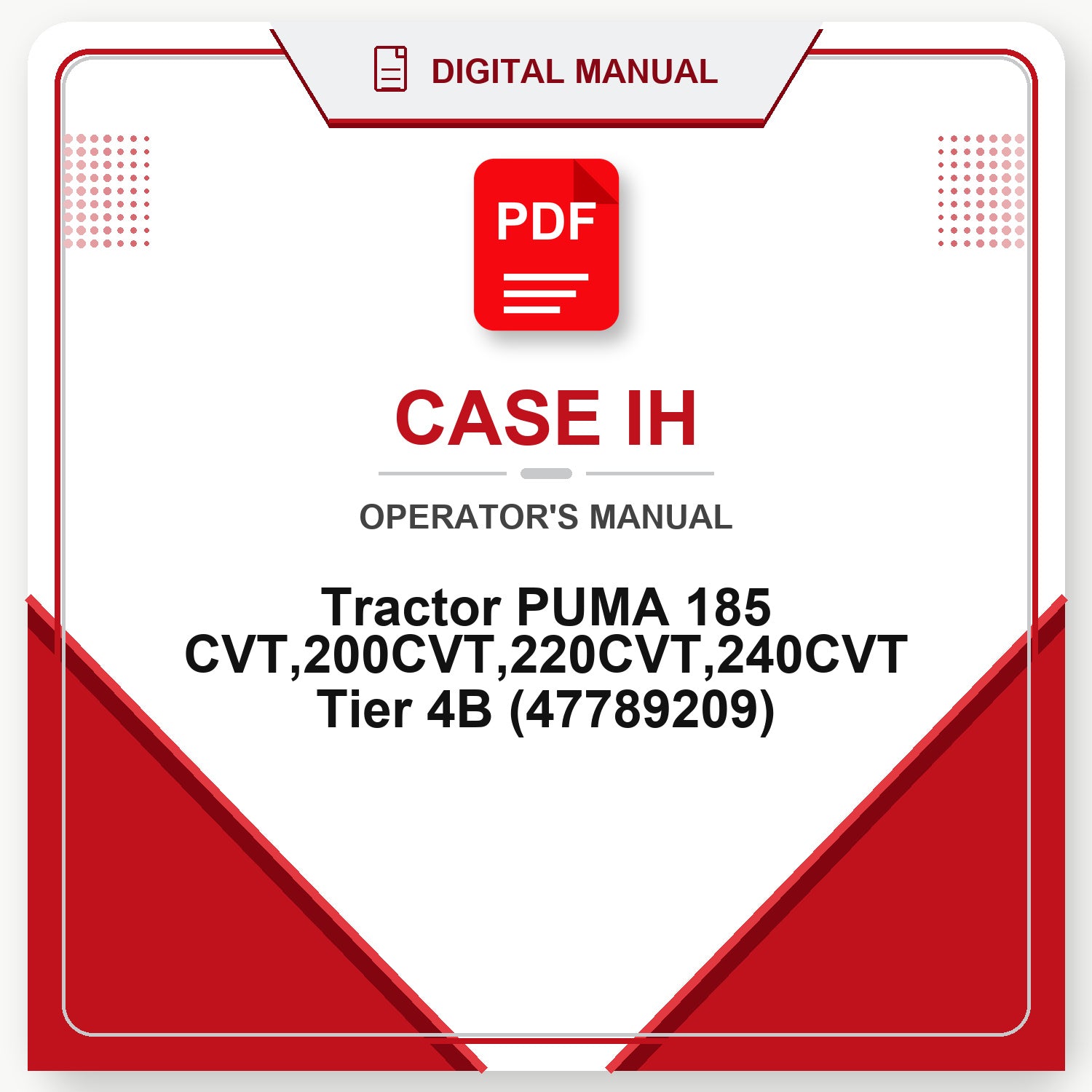 Case IH Tractor PUMA 185 CVT,200CVT,220CVT,240CVT Tier 4B Operator's Manual (47789209)