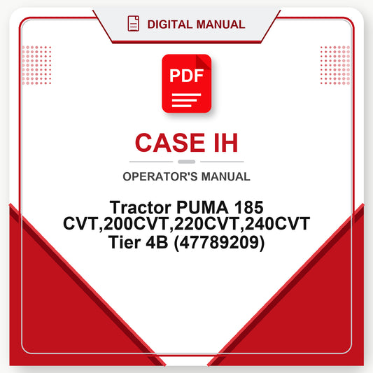 Case IH Tractor PUMA 185 CVT,200CVT,220CVT,240CVT Tier 4B Operator's Manual (47789209)
