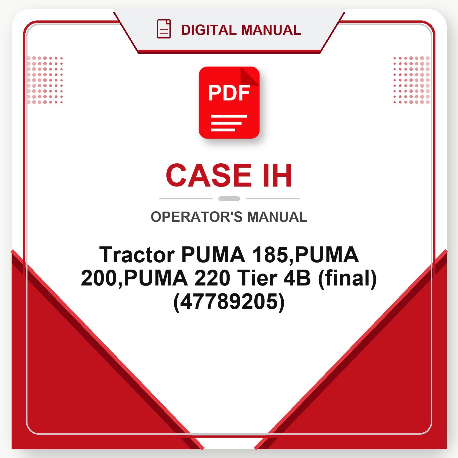 Case IH Tractor PUMA 185,PUMA 200,PUMA 220 Tier 4B (final) Operator's Manual (47789205)