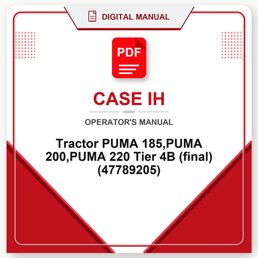 Case IH Tractor PUMA 185,PUMA 200,PUMA 220 Tier 4B (final) Operator's Manual (47789205)