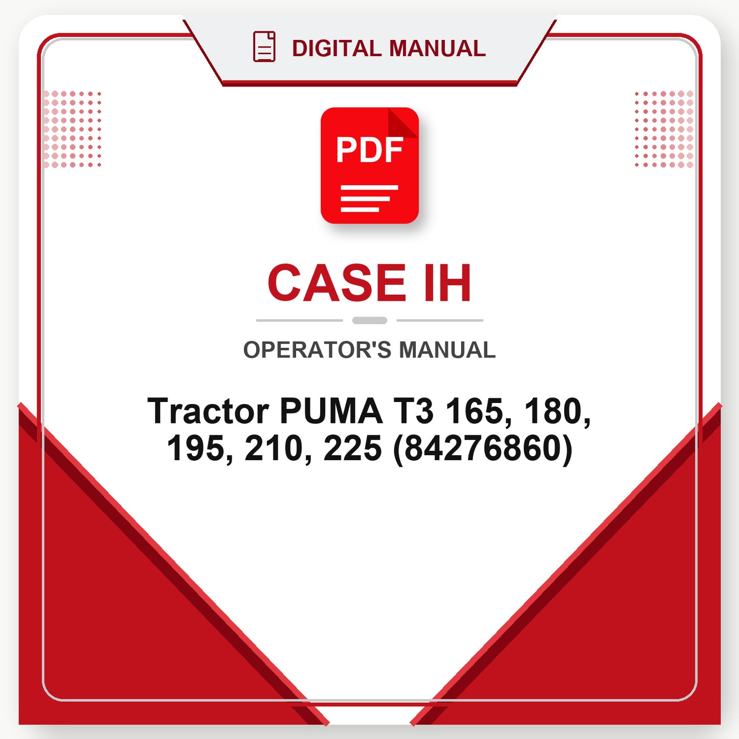 Case IH Tractor PUMA T3 165, 180, 195, 210, 225 Operator's Manual (84276860)