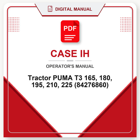 Case IH Tractor PUMA T3 165, 180, 195, 210, 225 Operator's Manual (84276860)