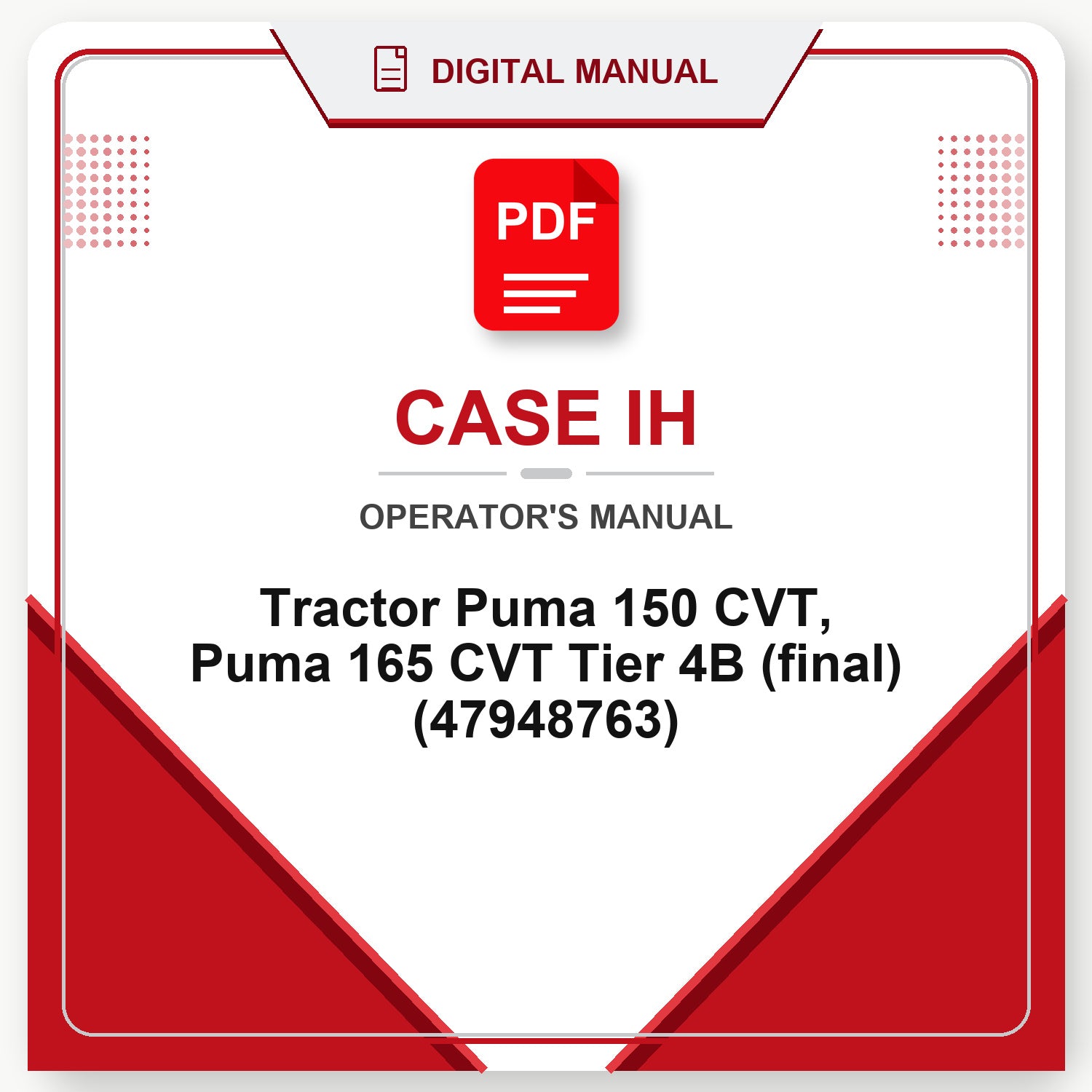 Case IH Tractor Puma 150 CVT, Puma 165 CVT Tier 4B (final) Operator's Manual (47948763)