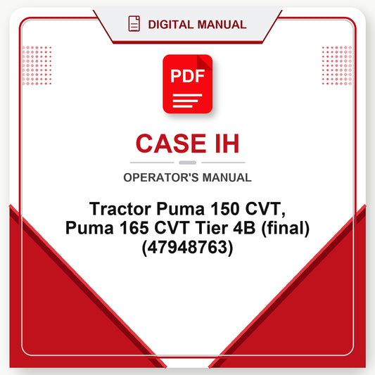 Case IH Tractor Puma 150 CVT, Puma 165 CVT Tier 4B (final) Operator's Manual (47948763)
