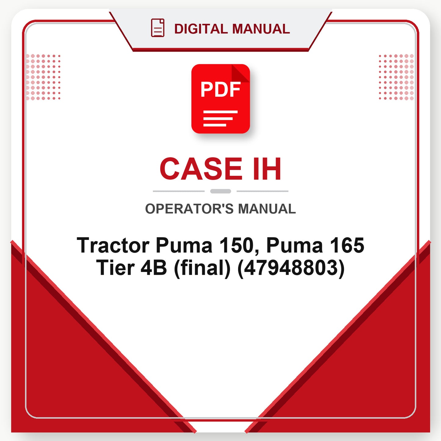 Case IH Tractor Puma 150, Puma 165 Tier 4B (final) Operator's Manual (47948803)