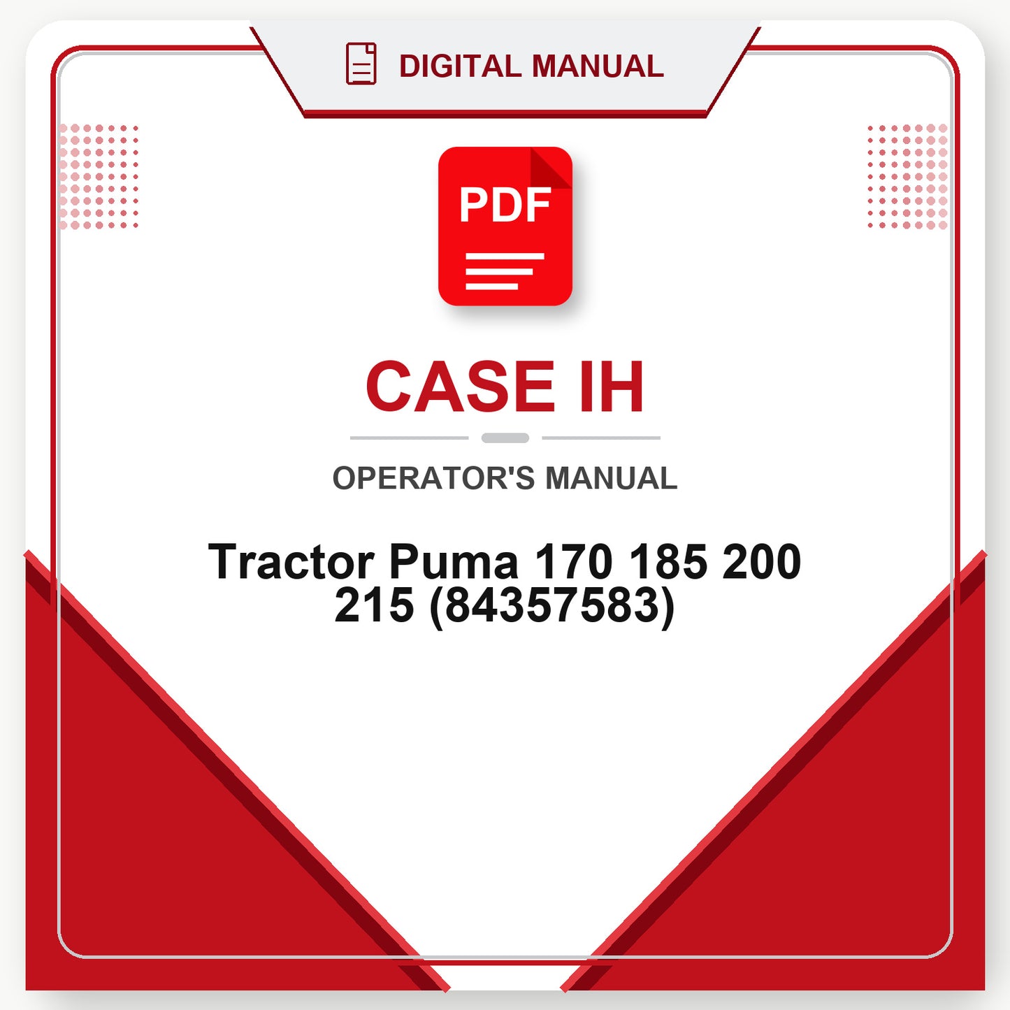 Case IH Tractor Puma 170 185 200 215 Operator's Manual (84357583)