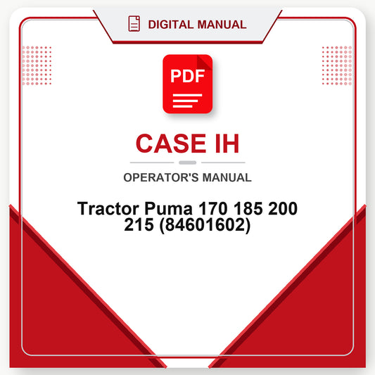 Case IH Tractor Puma 170 185 200 215 Operator's Manual (84601602)