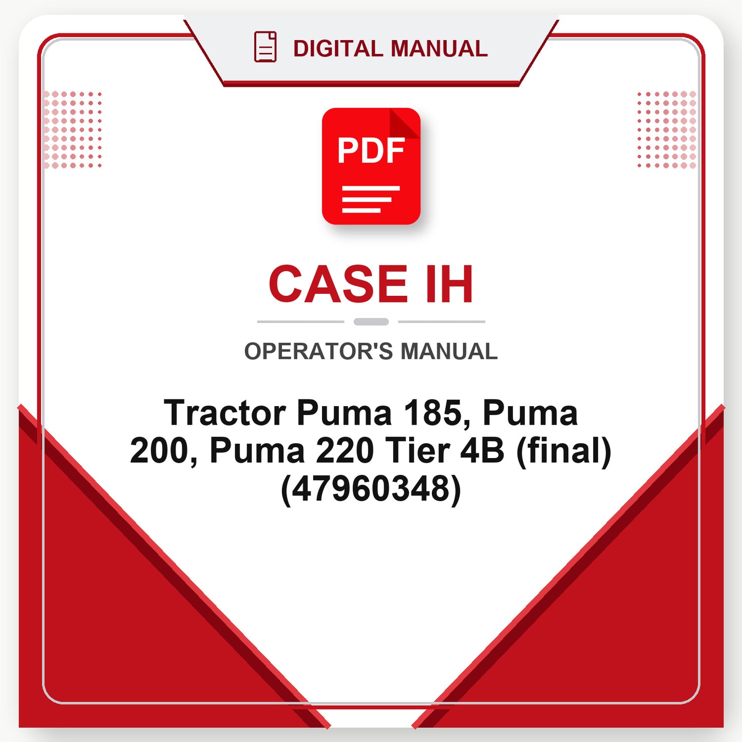 Case IH Tractor Puma 185, Puma 200, Puma 220 Tier 4B (final) Operator's Manual (47960348)
