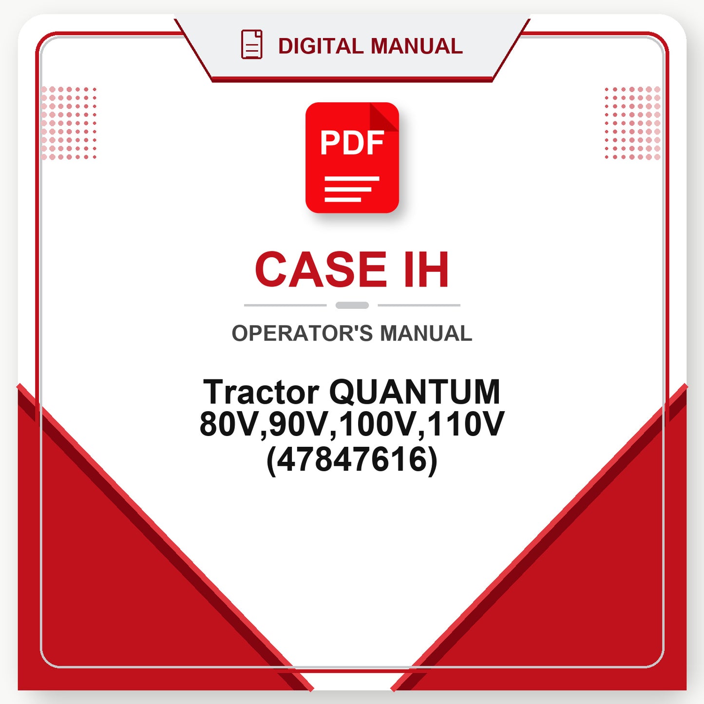Case IH Tractor QUANTUM 80V,90V,100V,110V Operator's Manual (47847616)