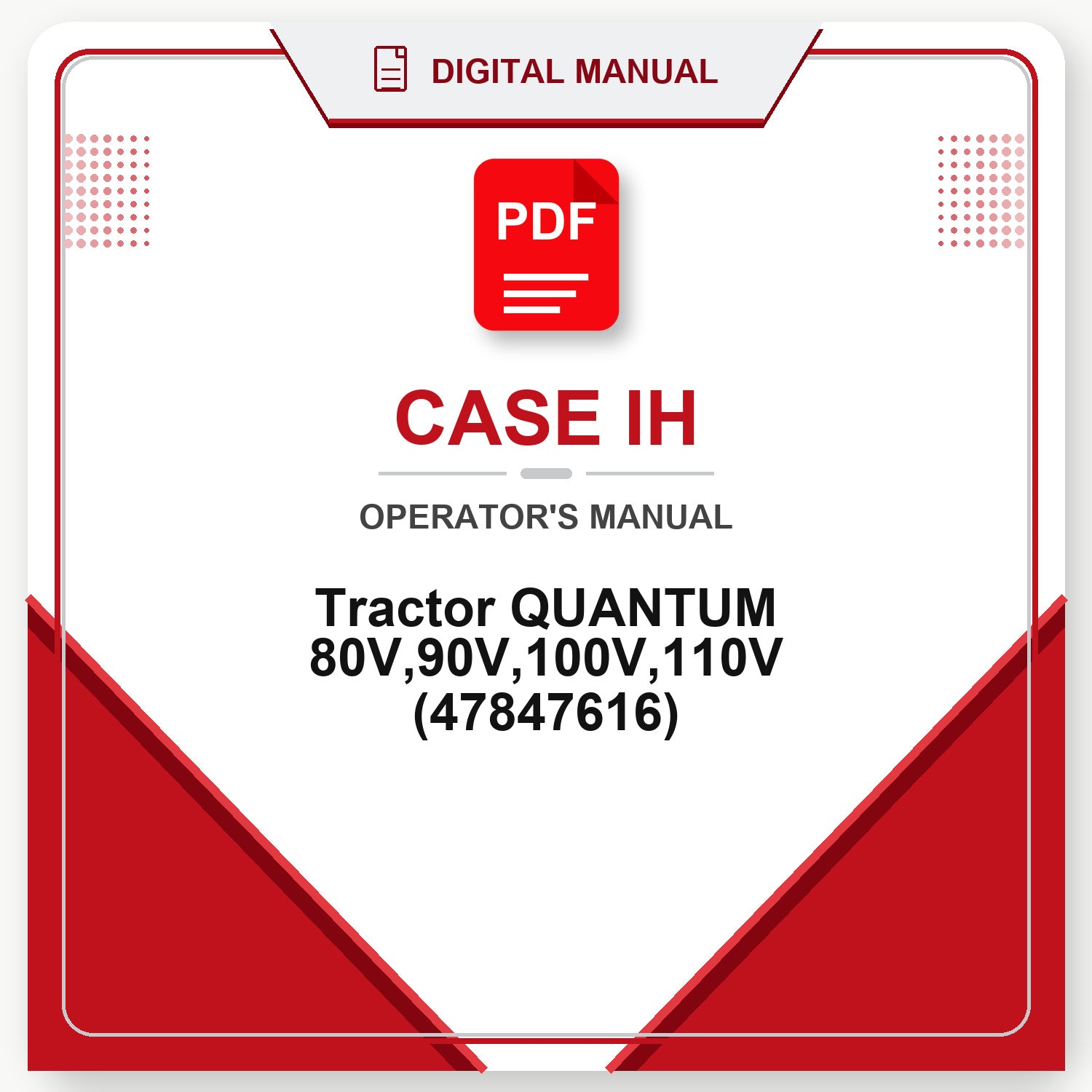Case IH Tractor QUANTUM 80V,90V,100V,110V Operator's Manual (47847616)