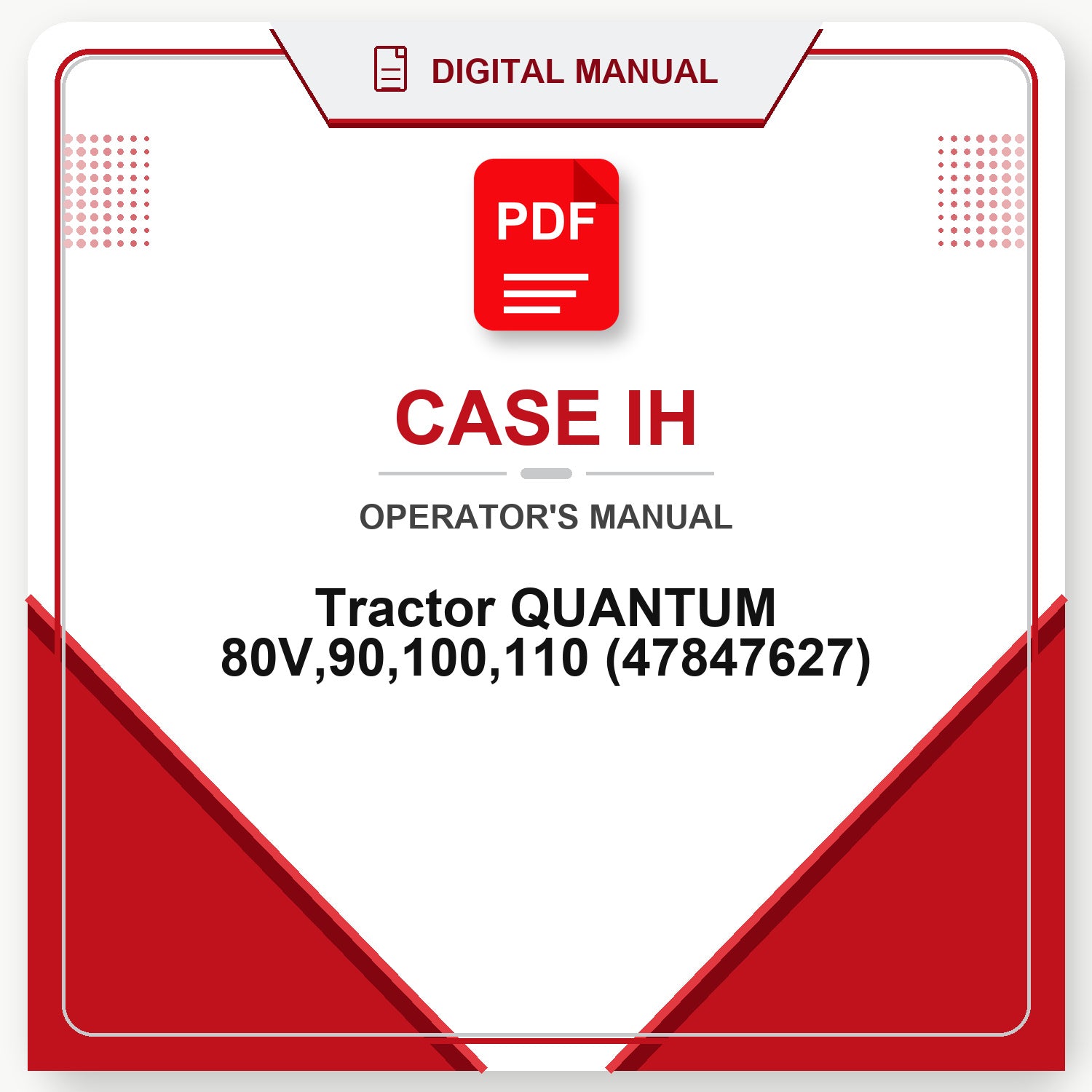 Case IH Tractor QUANTUM 80V,90,100,110 Operator's Manual (47847627)