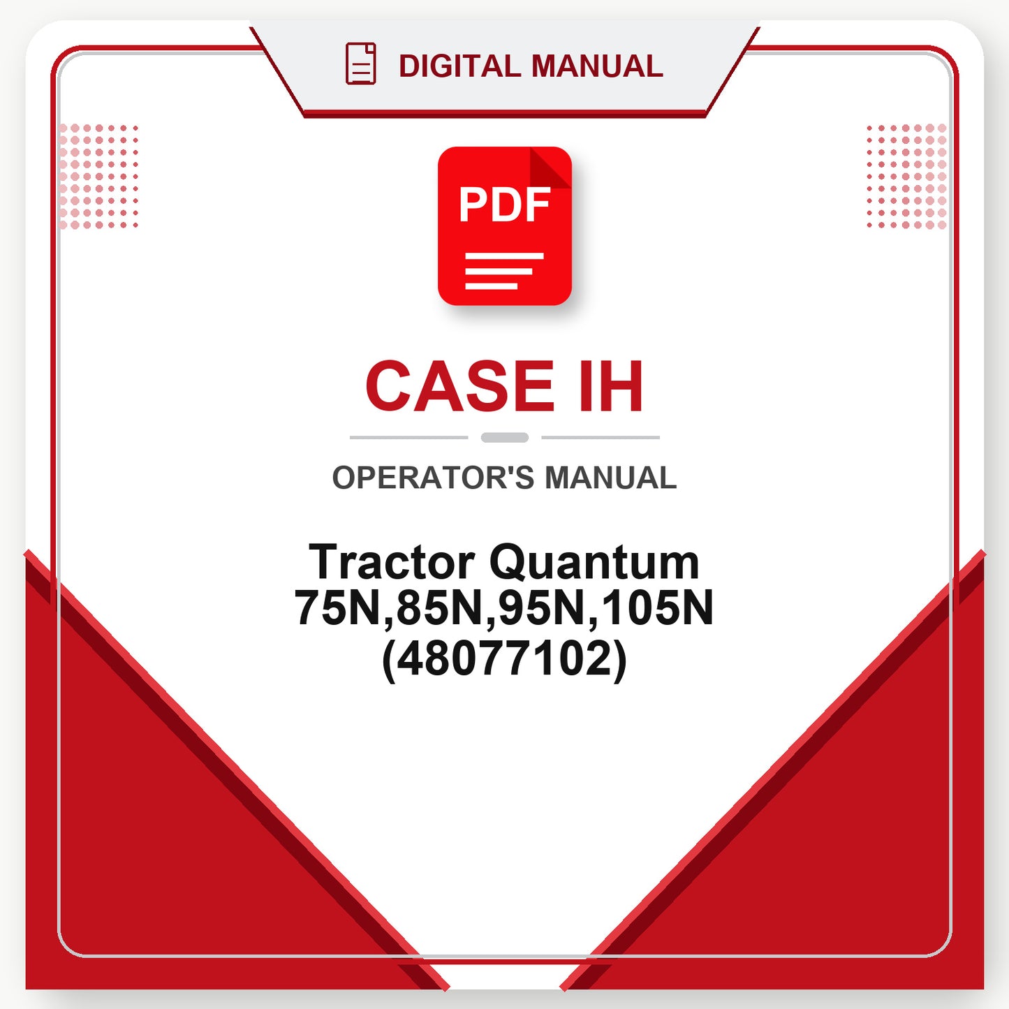 Case IH Tractor Quantum 75N,85N,95N,105N Operator's Manual (48077102)