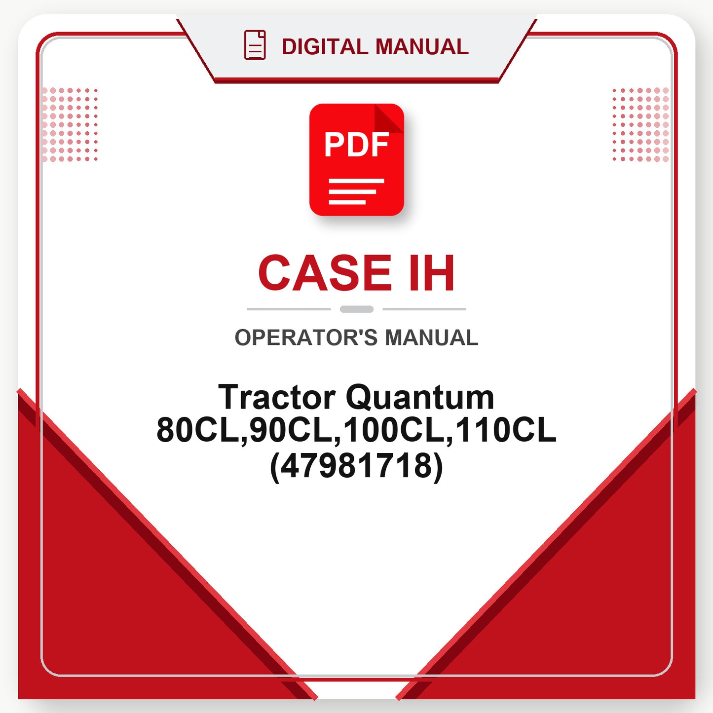 Case IH Tractor Quantum 80CL,90CL,100CL,110CL Operator's Manual (47981718)