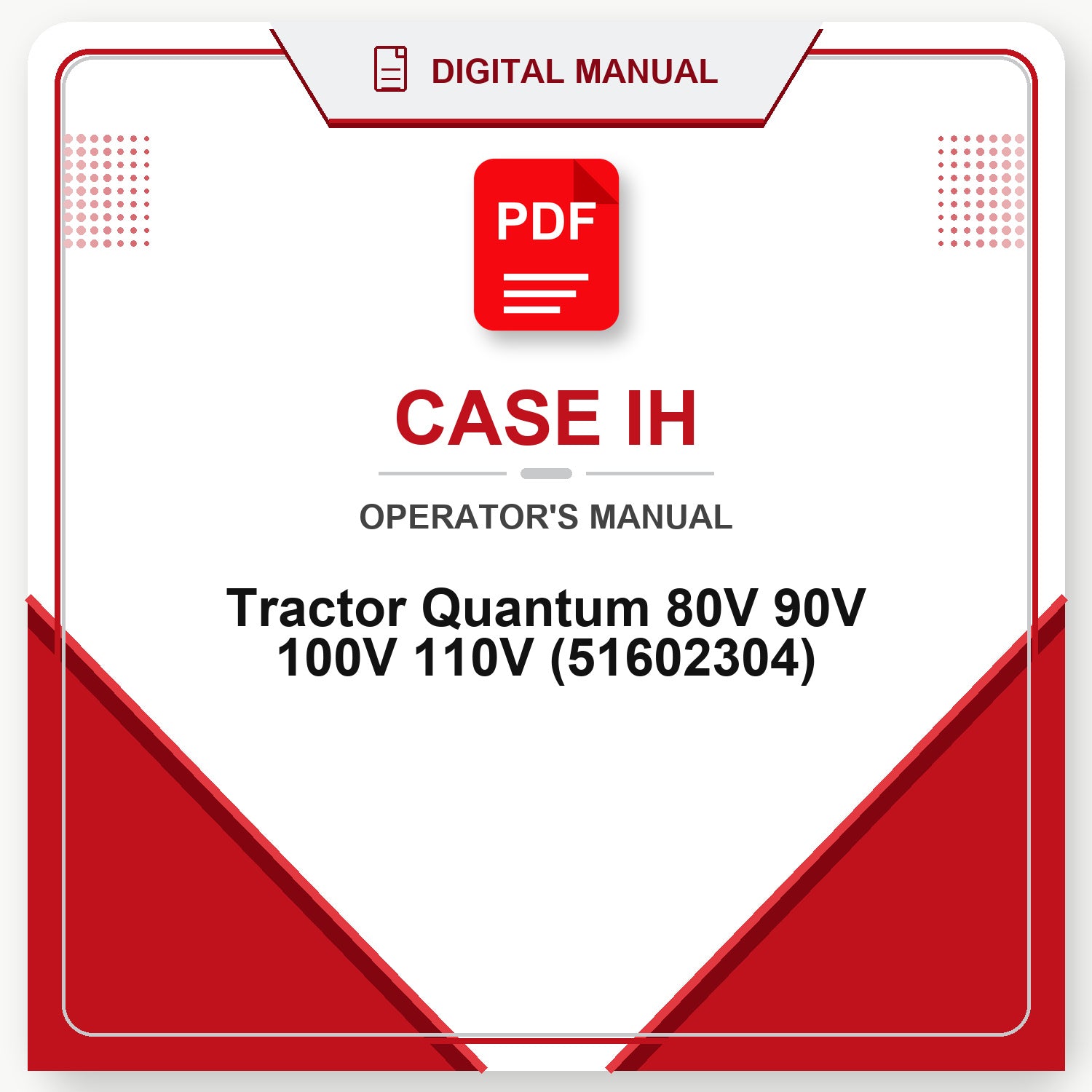 Case IH Tractor Quantum 80V 90V 100V 110V Operator's Manual (51602304)