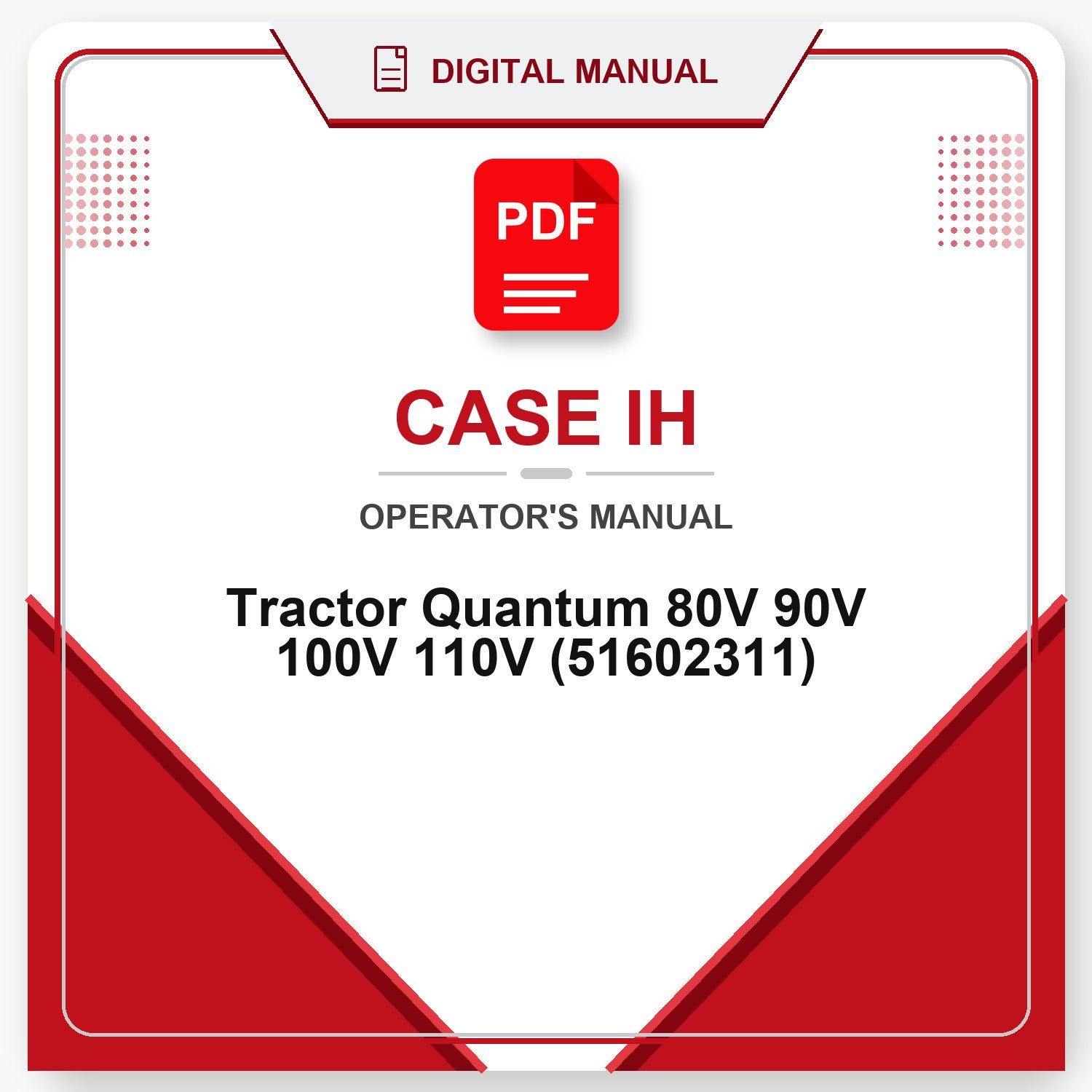 Case IH Tractor Quantum 80V 90V 100V 110V Operator's Manual (51602311)