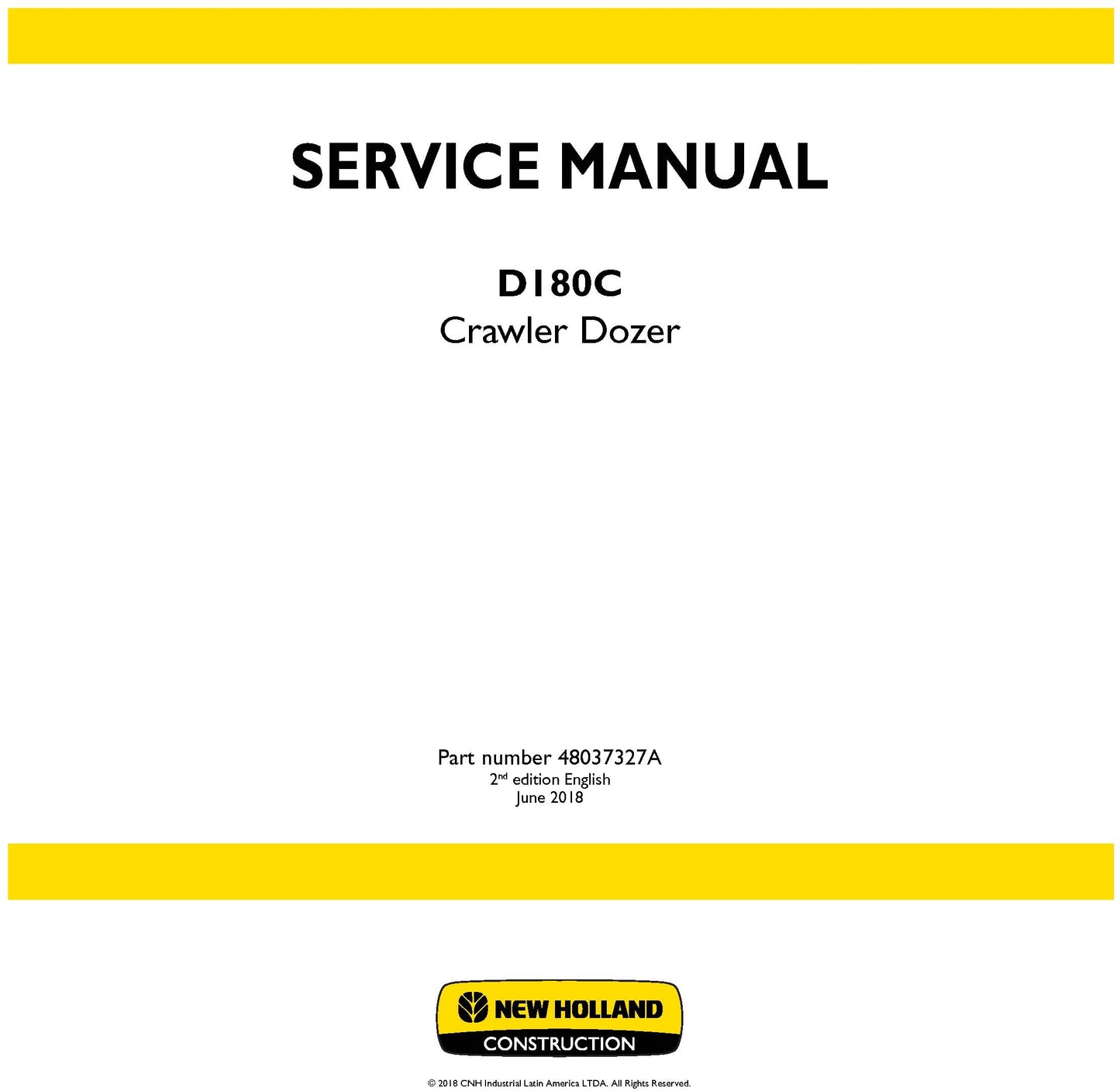 New Holland D180C Crawler Dozer Service Repair Manual 48037327A