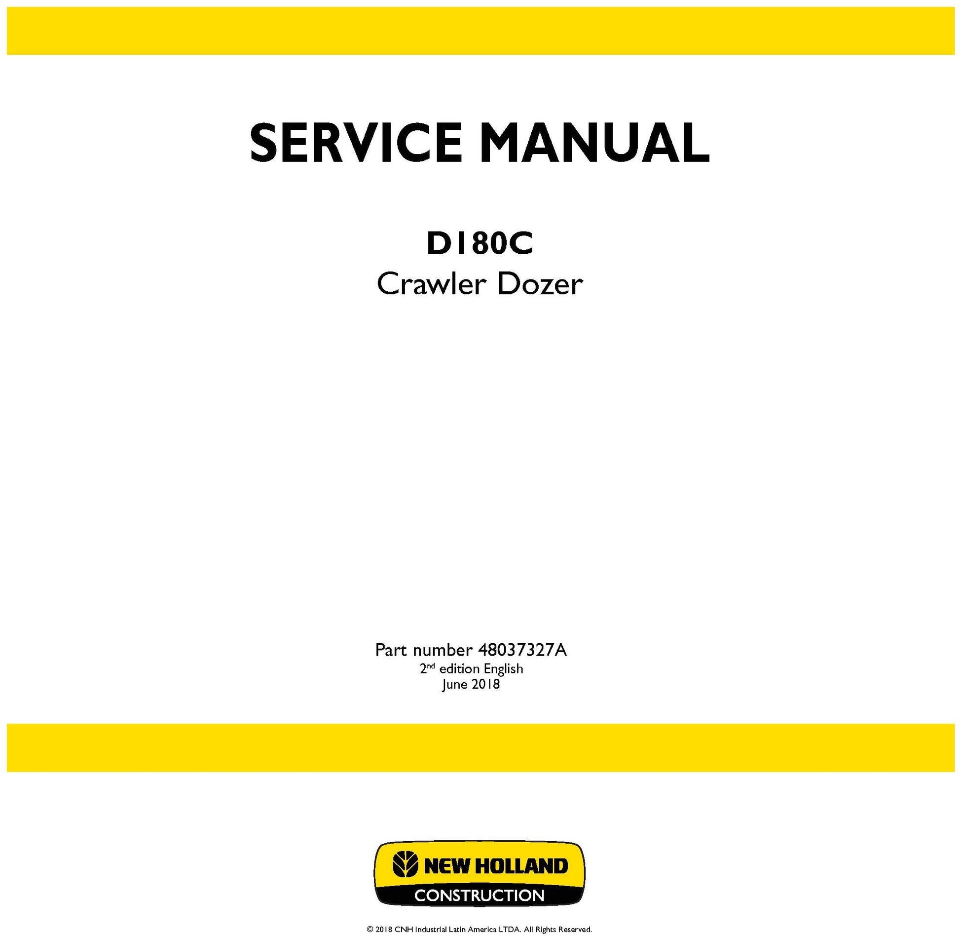 New Holland D180C Crawler Dozer Service Repair Manual 48037327A