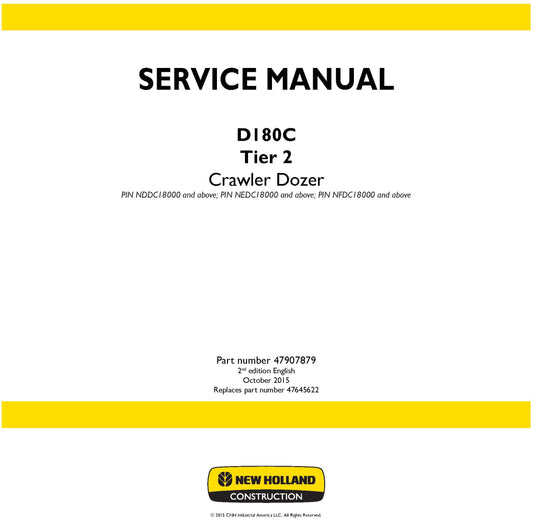 New Holland D180C Tier 2 Crawler Dozer Service Repair Manual 47907879