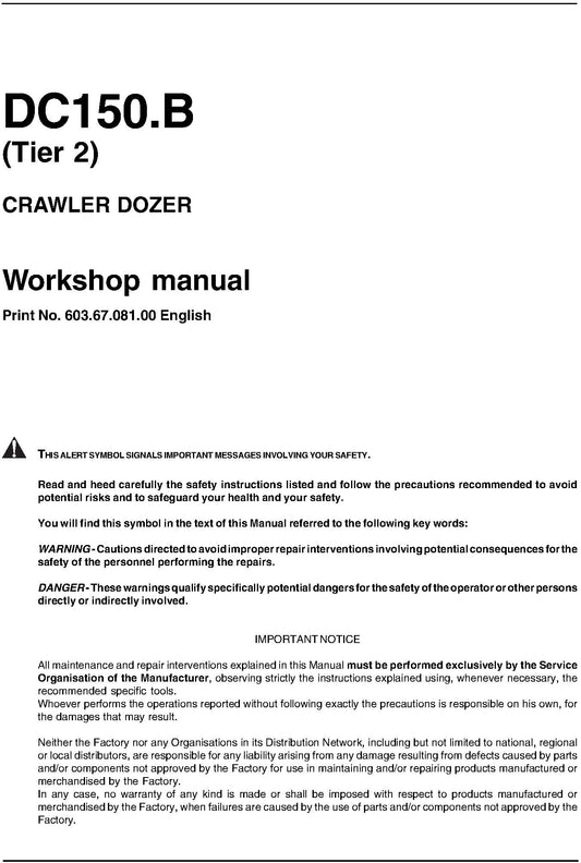 New Holland DC150.B (Tier 2) CRAWLER DOZER Workshop manual 6036708100