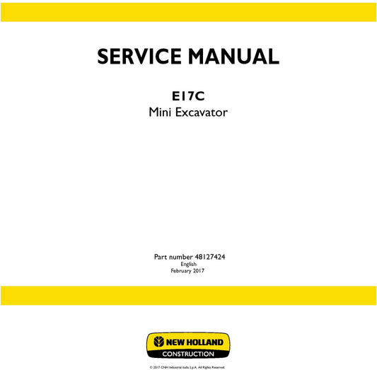 New Holland E17C Mini Excavator Service Repair Manual 48127424