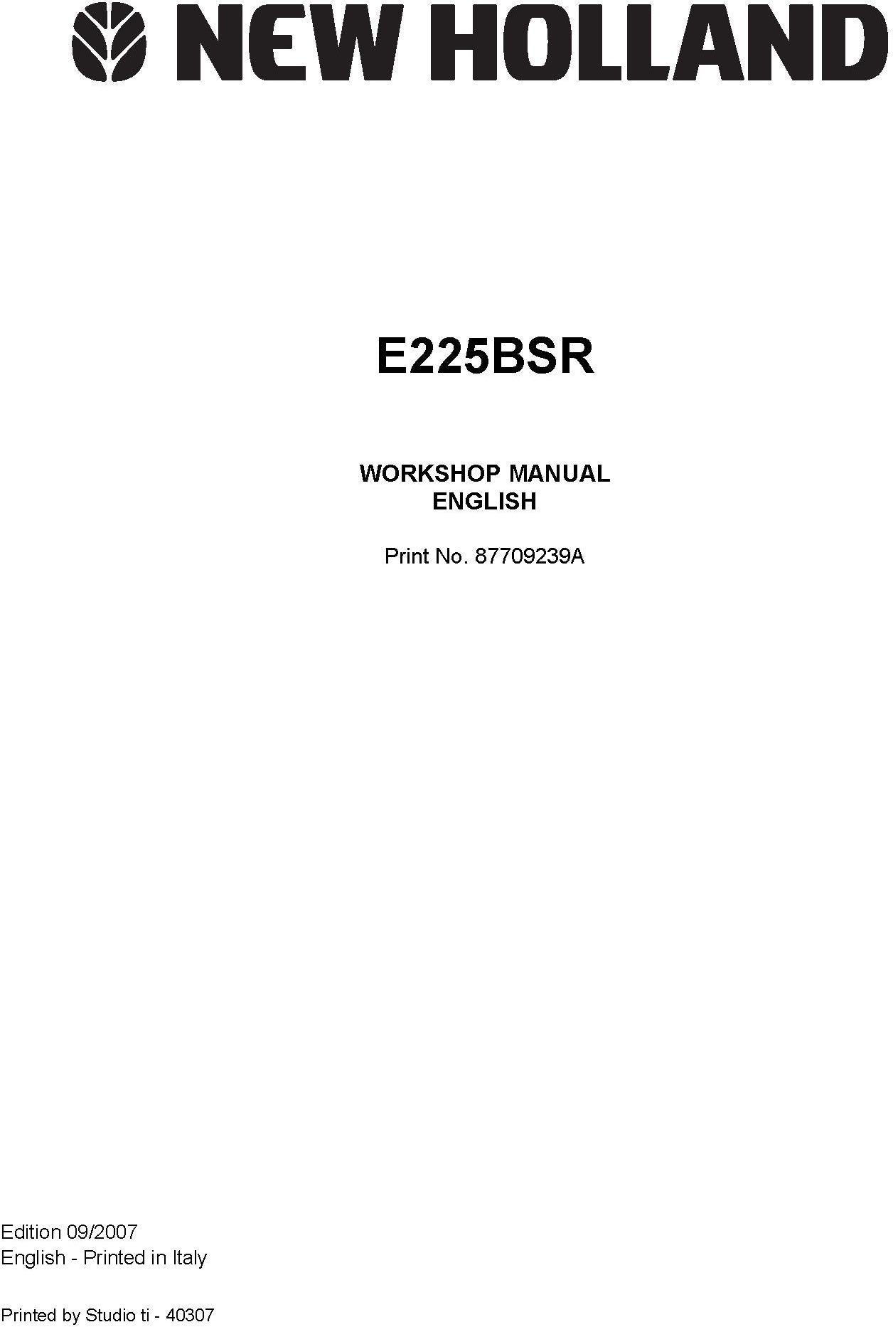New Holland E225BSR Service Repair Manual 87709239