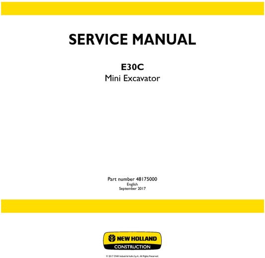 New Holland E30C Mini Excavator Service Repair Manual 48175000