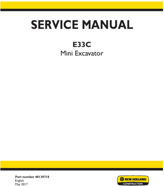 New Holland E33C Mini Excavator Service Repair Manual 48139718