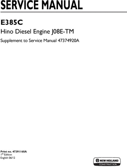 New Holland E385C Crawler Excavators Service Repair Manual 47374920A