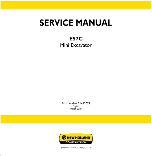 New Holland E57C Mini Excavator Service Repair Manual 51452079