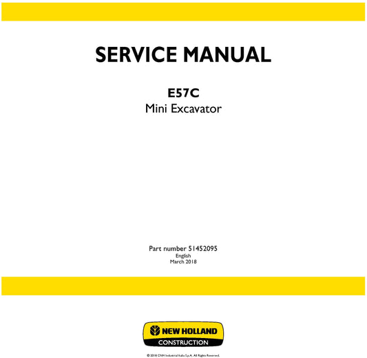 New Holland E57C Mini Excavator Service Repair Manual 51452095