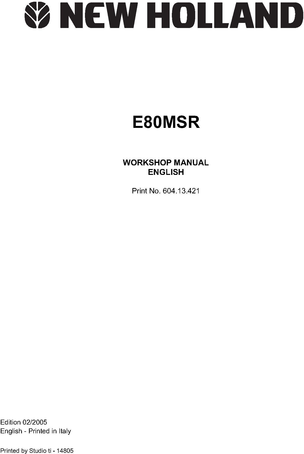 New Holland E80MSR Service Repair Manual 60413421