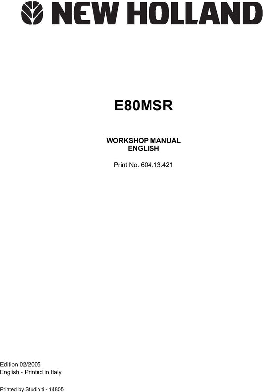 New Holland E80MSR Service Repair Manual 60413421