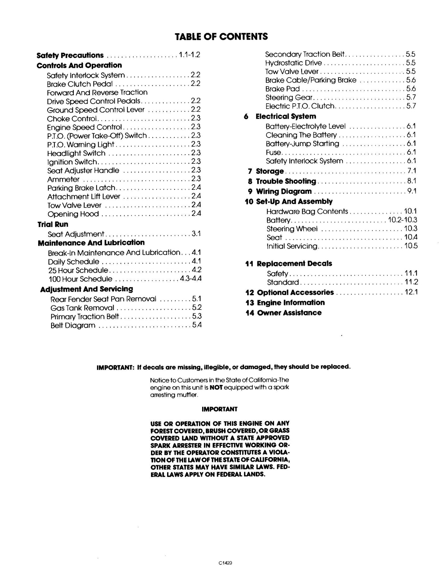 Ford YT 16H Yard Tractor Hydro 988 Operator's Manual (42641024)