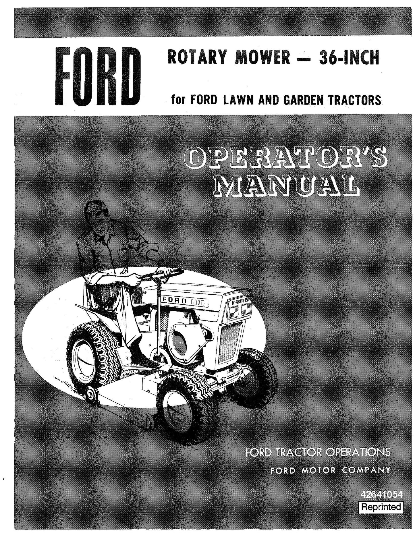 Ford Rotary Mower 36 Inch 1971 Operator's Manual (42641054)