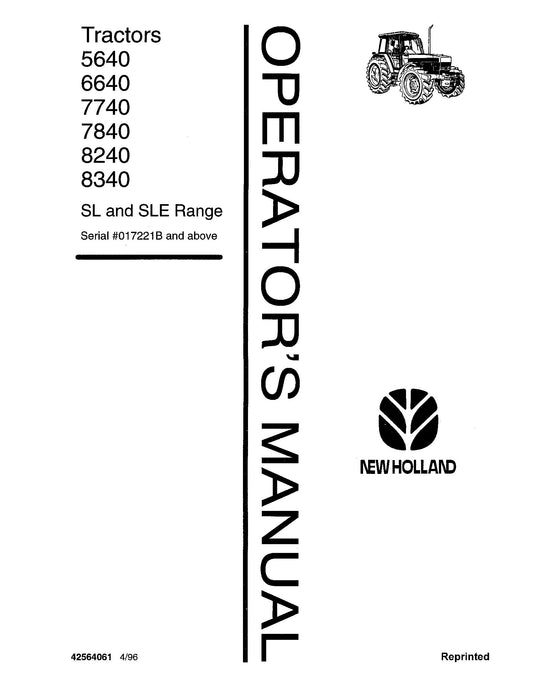 New Holland 40SL 40SLE Operator's Manual (supplement)