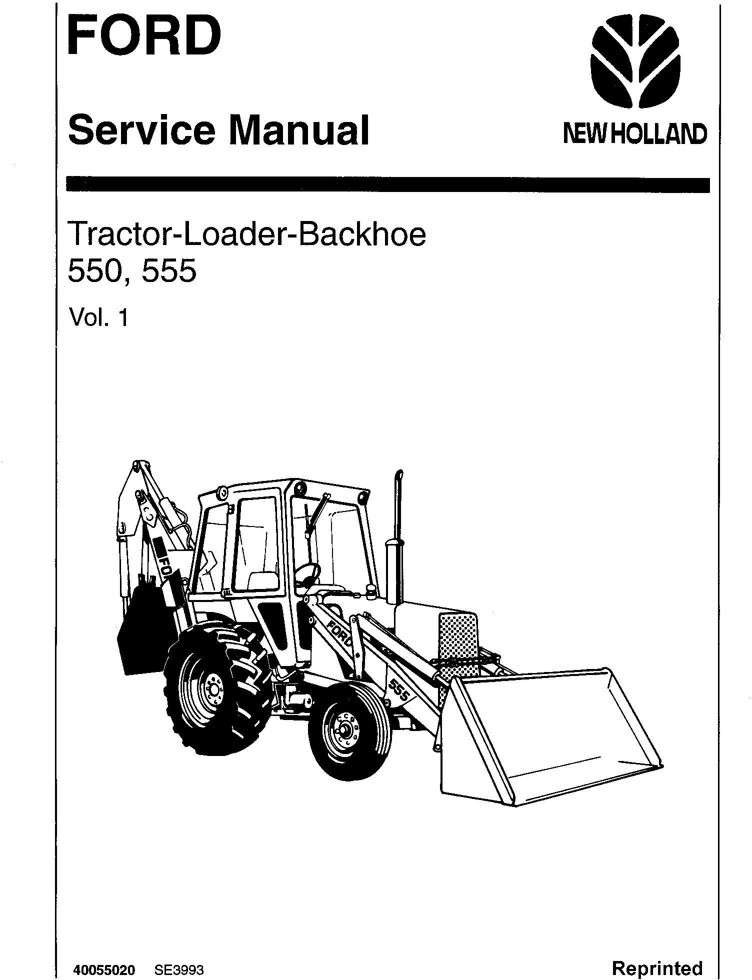 New Holland Ford Tractor Loader Backhoe 550 555 Service Repair Manual 40055020