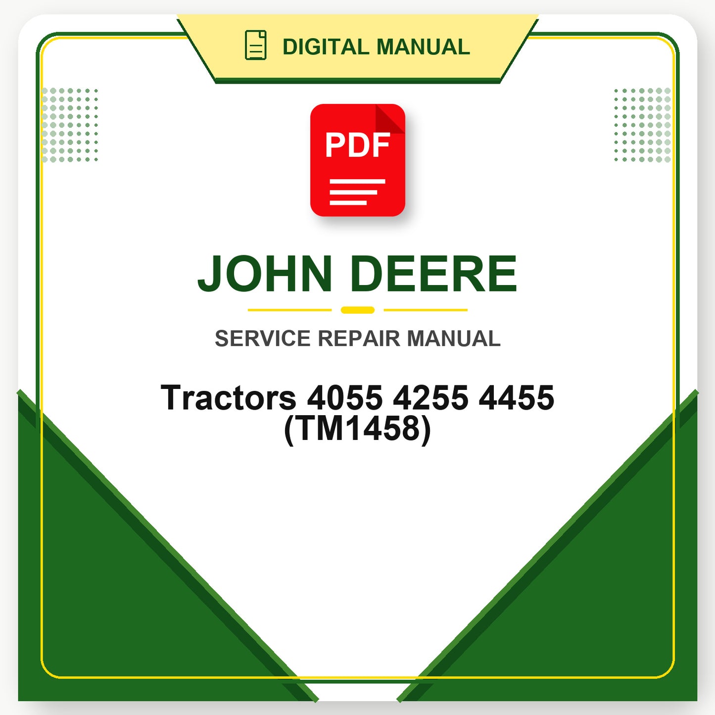 John Deere Tractors 4055 4255 4455 Repair Manual (TM1458)