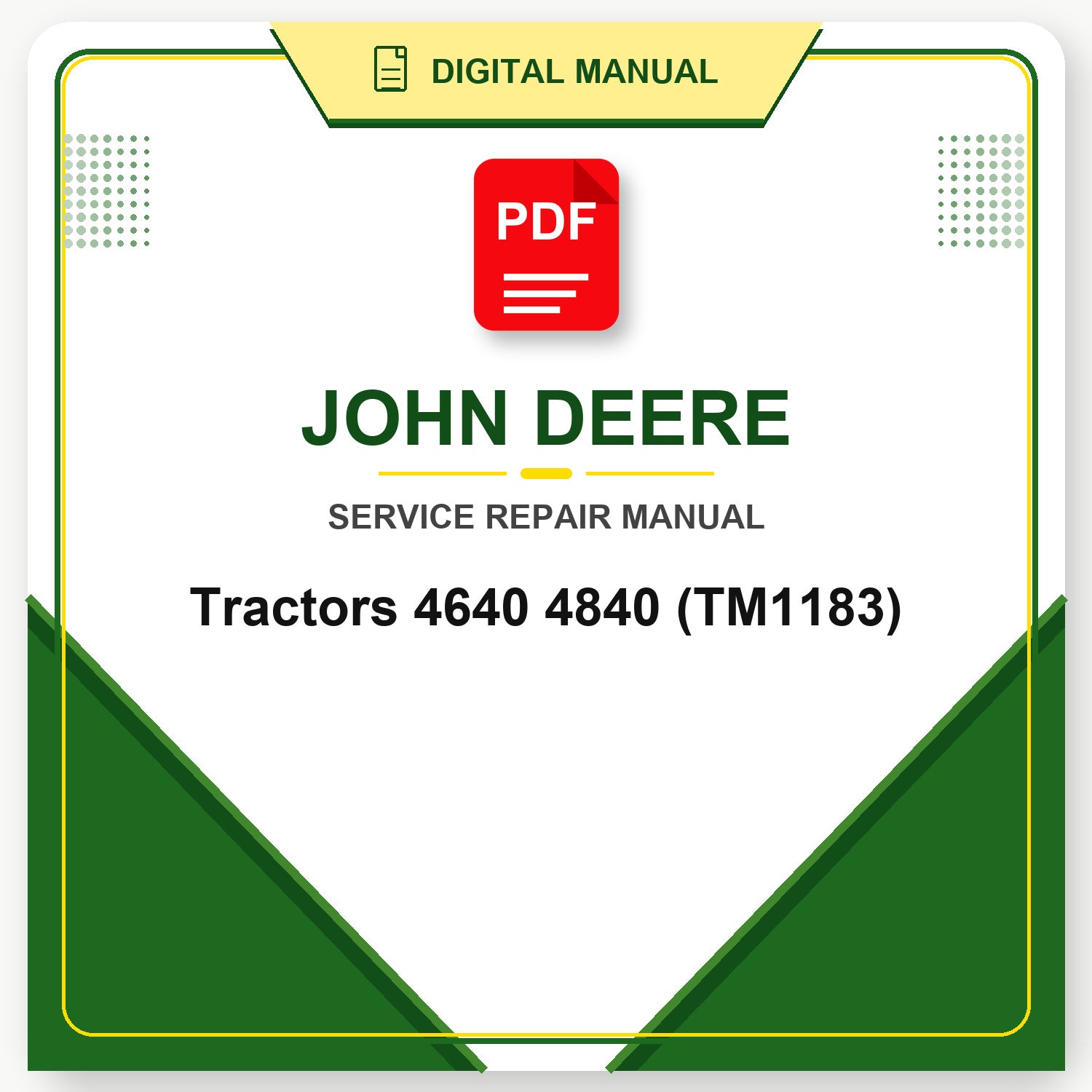 John Deere Tractors 4640 4840 Technical Manual (TM1183)