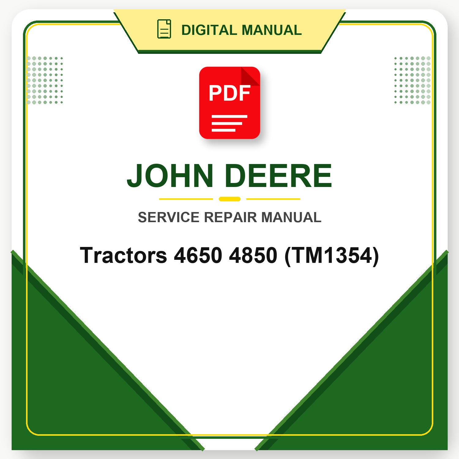 John Deere Tractors 4650 4850 Technical Manual (TM1354)