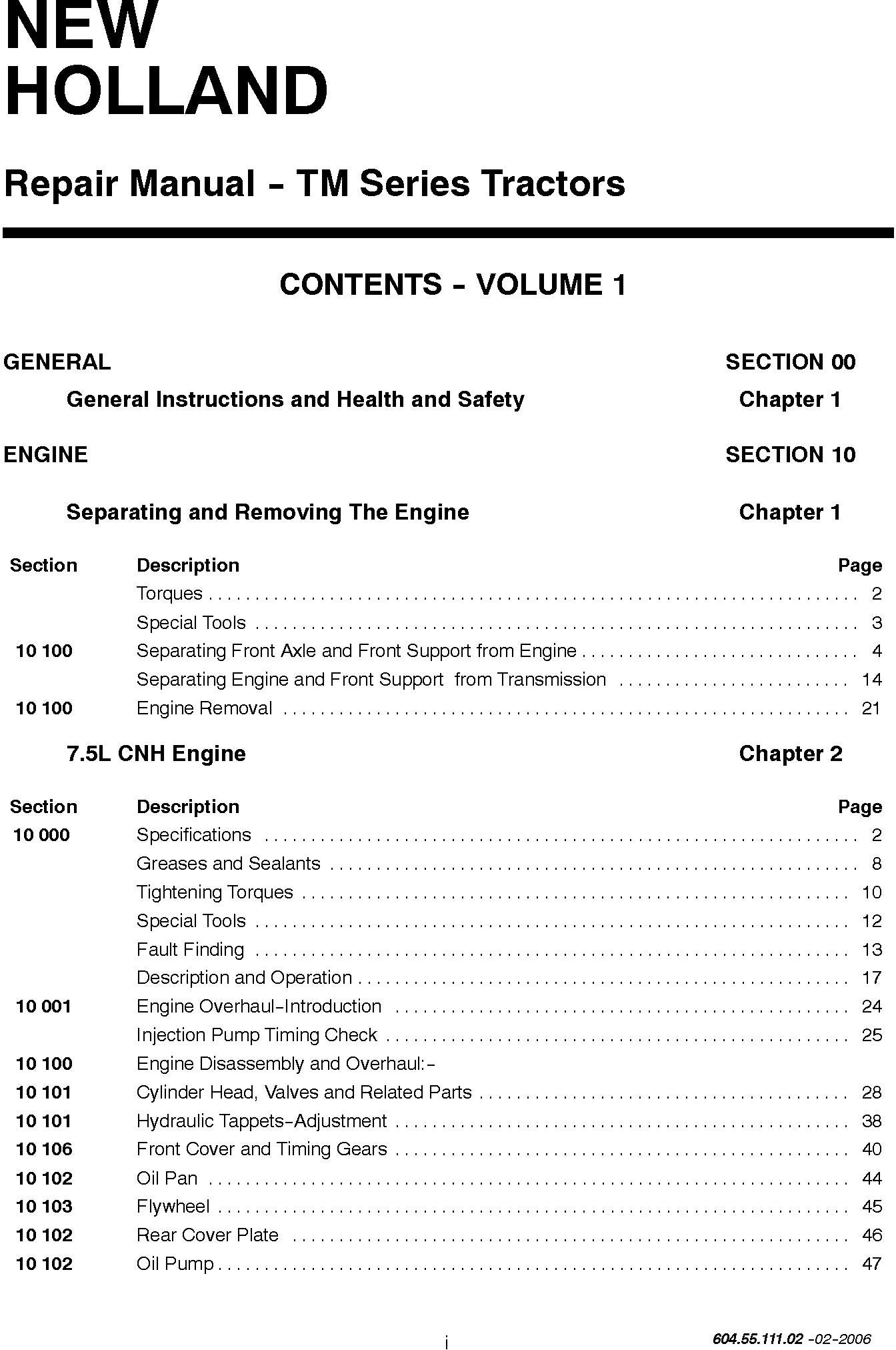 New Holland TM Series Tractor Service Manual (6045511102)